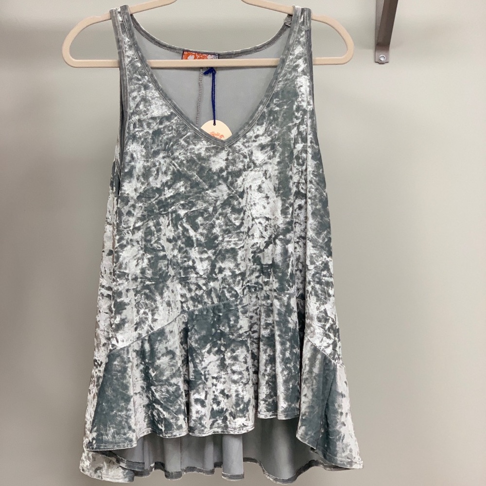 NWT Crushed Velvet Peplum Tank